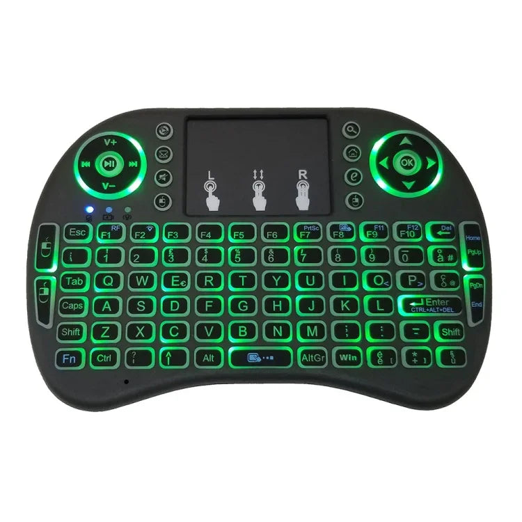 Langue prise en charge : Italie. Clavier sans fil rétroéclairé i8 Air Mouse avec pavé tactile pour boîtier TV Android, Smart TV, tablette PC, Xbox 360, PS3 et HTPC/IPTV, Italie.