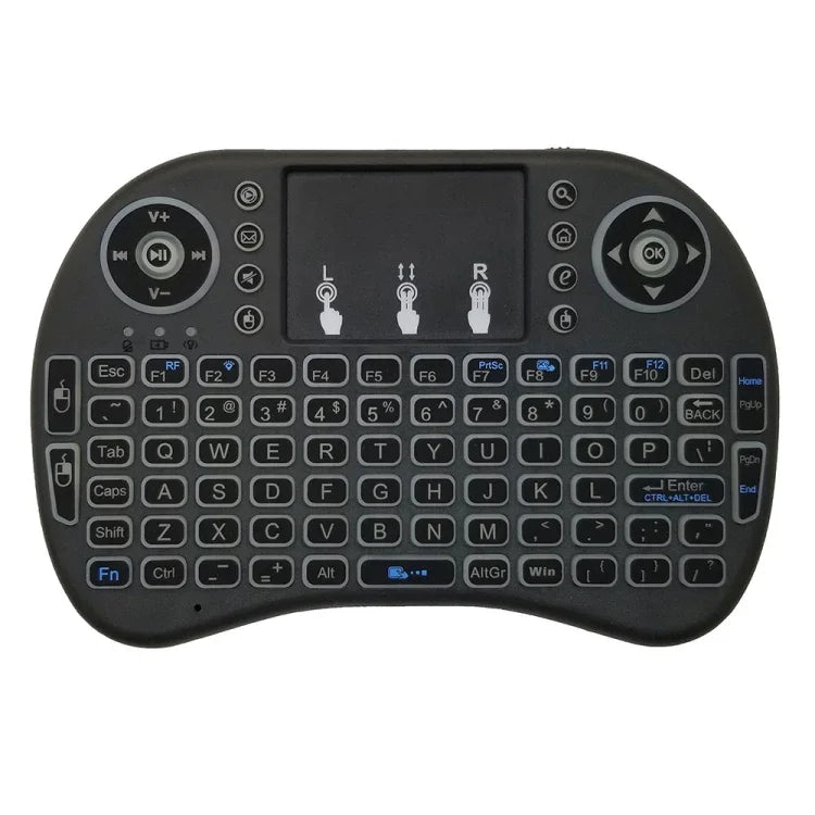 Langue prise en charge : anglais. Clavier sans fil rétroéclairé i8 Air Mouse avec pavé tactile pour boîtier TV Android, Smart TV, tablette PC, Xbox 360, PS3 et HTPC/IPTV (anglais).