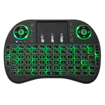 Langue prise en charge : anglais. Clavier sans fil rétroéclairé i8 Air Mouse avec pavé tactile pour boîtier TV Android, Smart TV, tablette PC, Xbox 360, PS3 et HTPC/IPTV (anglais).