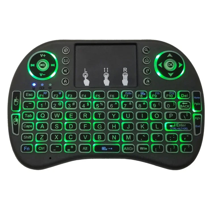 Langue prise en charge : anglais. Clavier sans fil rétroéclairé i8 Air Mouse avec pavé tactile pour boîtier TV Android, Smart TV, tablette PC, Xbox 360, PS3 et HTPC/IPTV (anglais).