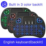 Langue prise en charge : anglais. Clavier sans fil rétroéclairé i8 Air Mouse avec pavé tactile pour boîtier TV Android, Smart TV, tablette PC, Xbox 360, PS3 et HTPC/IPTV (anglais).