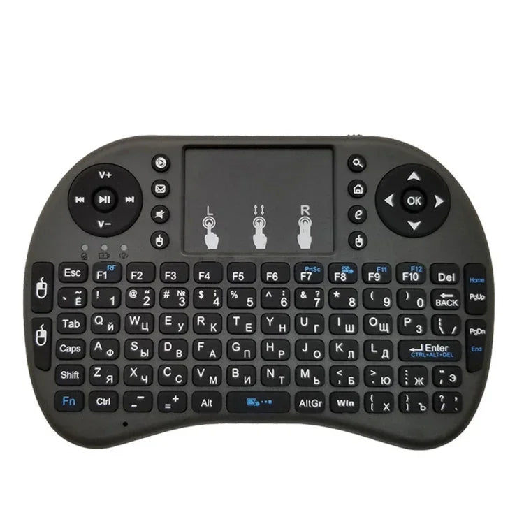 Langue prise en charge : russe. Clavier sans fil i8 Air Mouse avec pavé tactile pour boîtiers TV Android, Smart TV, tablettes PC, Xbox 360, PS3 et HTPC/IPTV.