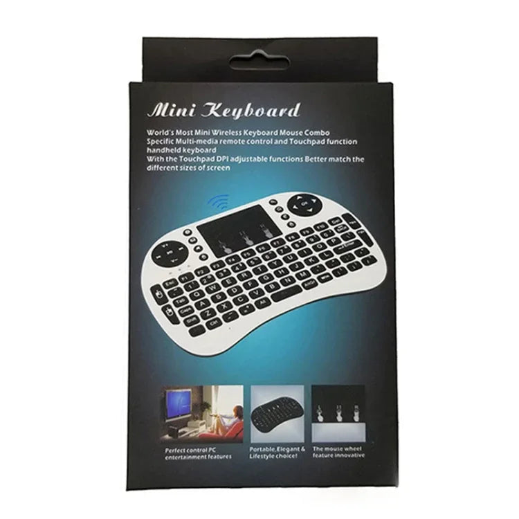 Langue prise en charge : anglais. Clavier sans fil i8 Air Mouse avec pavé tactile pour boîtier TV Android, Smart TV, tablette PC, Xbox 360, PS3 et HTPC/IPTV (anglais).