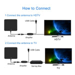 Antenne de télévision numérique HD ultra-mince d'intérieur avec amplificateur longue portée de 80 km
