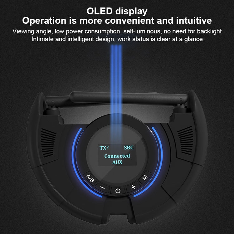 TX800 Adaptateur audio émetteur-récepteur Bluetooth 5.0 à fibre optique avec double antenne et écran OLED