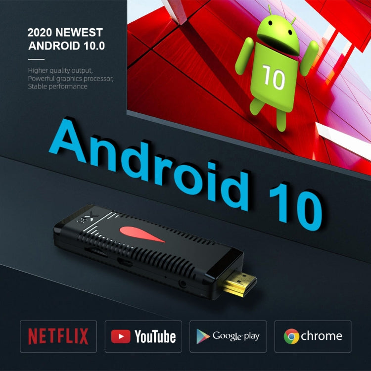 X96 S400 Android 10.0 Mini Clé TV, Allwinner H313 Quad Core ARM Cortex A53, 1Go + 8Go, Supporte WiFi, HDMI, Carte TF, USB, 1Go+8Go