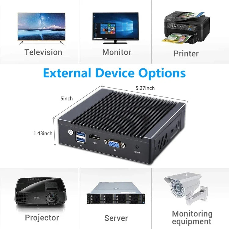 Mini PC K660G4 pour Windows et Linux, processeur Intel Celeron N2840 quadricœur 2 Mo de cache, 1,83 GHz (jusqu'à 2,25 GHz), 8 Go de RAM + SSD de 128 Go, prise US, prise AU, prise EU, prise UK, prise US