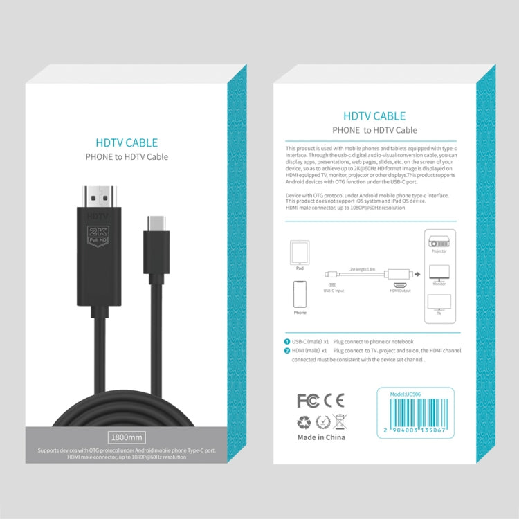 Câble HDTV UC506 USB-C / Type-C vers HDMI 2K 60Hz, UC506