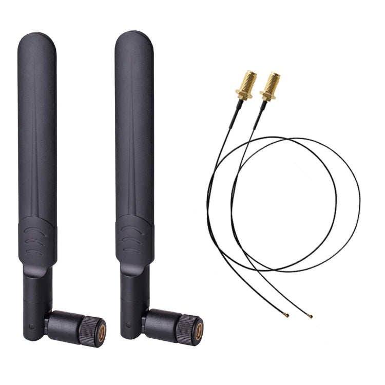 2 antennes WiFi bi-bande 2,4 GHz 5 GHz 6 dBi RP-SMA mâle + 2 câbles Pigtail RP-SMA IPEX MHF4 de 35 cm pour carte WiFi WLAN M.2 NGFF, antenne 6 dBi + câble RP-SMA