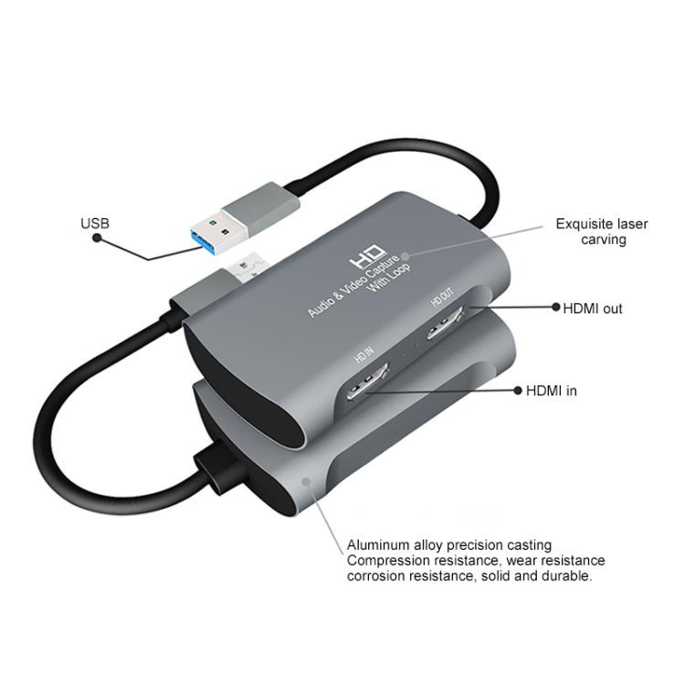 Boîtier de capture vidéo Z31 HDMI Femelle vers HDMI Femelle + Audio + USB 2.0, Z31