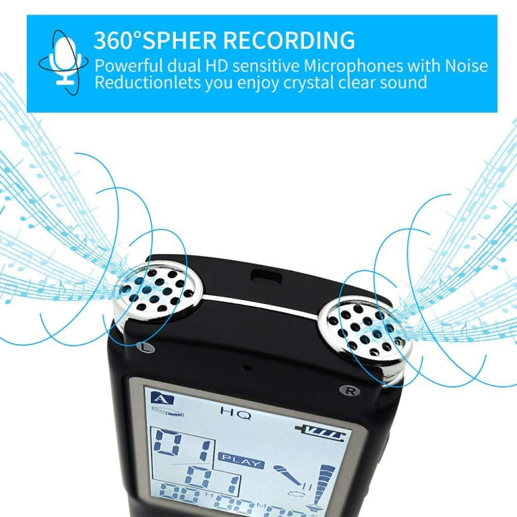 Enregistreur vocal audio portable VM113, 8 Go, supporte la lecture de musique / entrée LINE-IN et enregistrement téléphonique