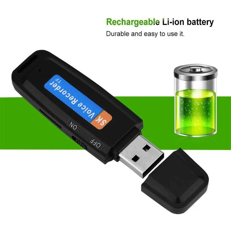 SK001 Enregistreur vocal USB portable rechargeable en forme de clé USB, sans mémoire, sans mémoire