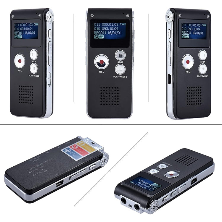 Stylo d'enregistrement vocal HD SK012 8 Go avec réduction intelligente du bruit, noir 8 Go