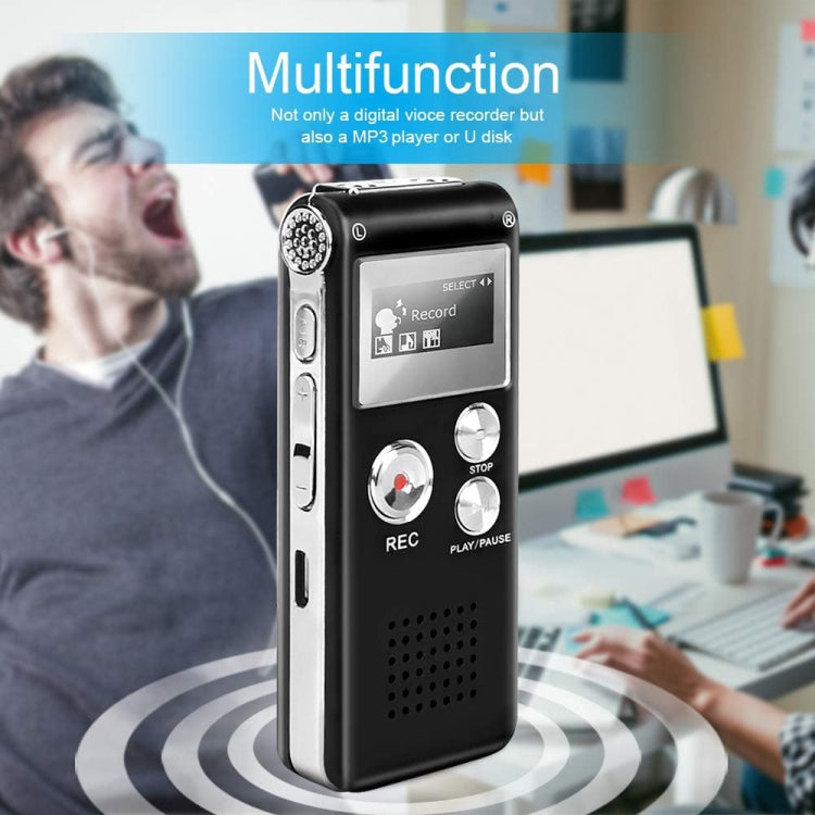 Stylo d'enregistrement vocal HD SK012 8 Go avec réduction intelligente du bruit, noir 8 Go