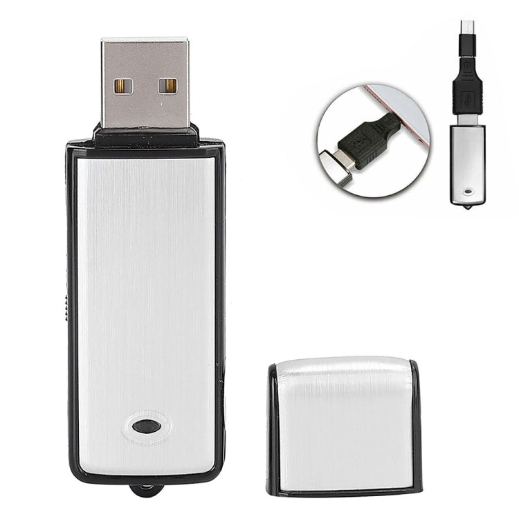 SK858 8 Go Enregistreur vocal de réunion portable rechargeable à disque U, 8 Go