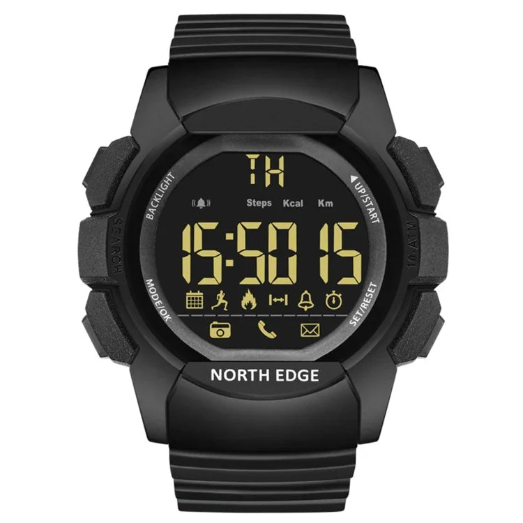 NORTH EDGE Montre intelligente multifonction Bluetooth AK avec rétroéclairage LED, supporte rappel d'appel entrant, chronomètre intelligent, rappel d'informations, AK