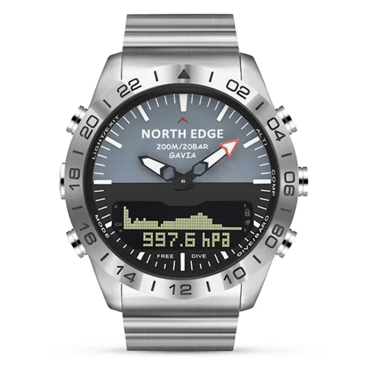 North Edge GAVIA Montre numérique intelligente étanche 50m pour sport extérieur homme Montre de plongée, supporte baromètre & podomètre, GAVIA