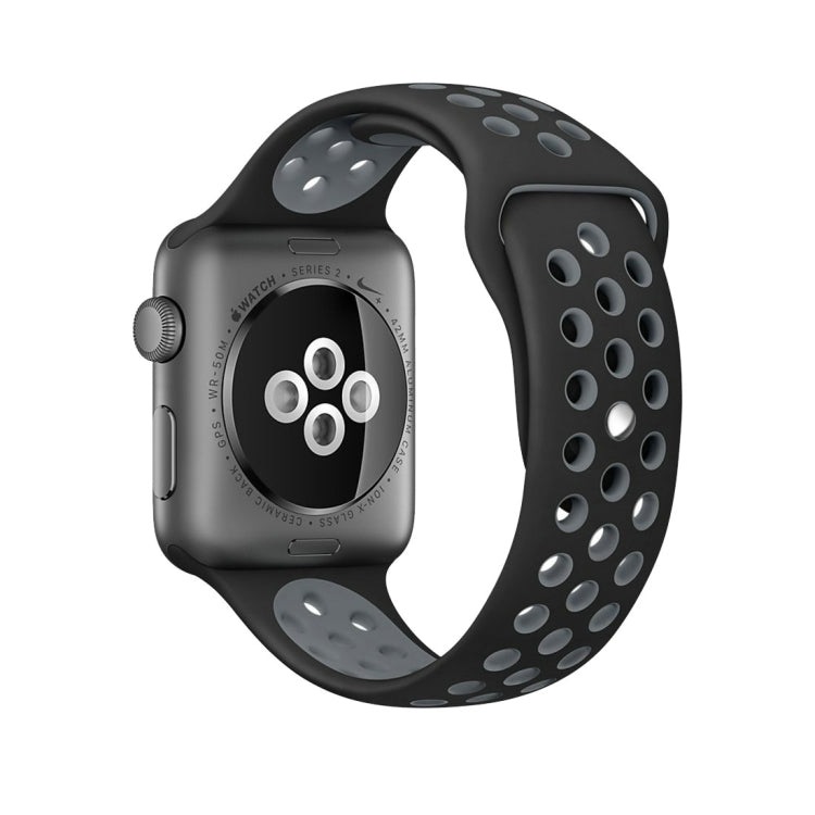 Pour Apple Watch Series 10 42mm / 9&8&7 41mm / SE 3&SE 2&6&SE&5&4 40mm / 3&2&1 38mm Bracelet Sport Classique en Silicone Tendance (Gris Blanc), WA1230A, WA1230B, WA1230BG, WA1230BH, WA1230BL, WA1230BM, WA1230BR, WA1230BY, WA1230C, WA1230D, WA1230DW    ...