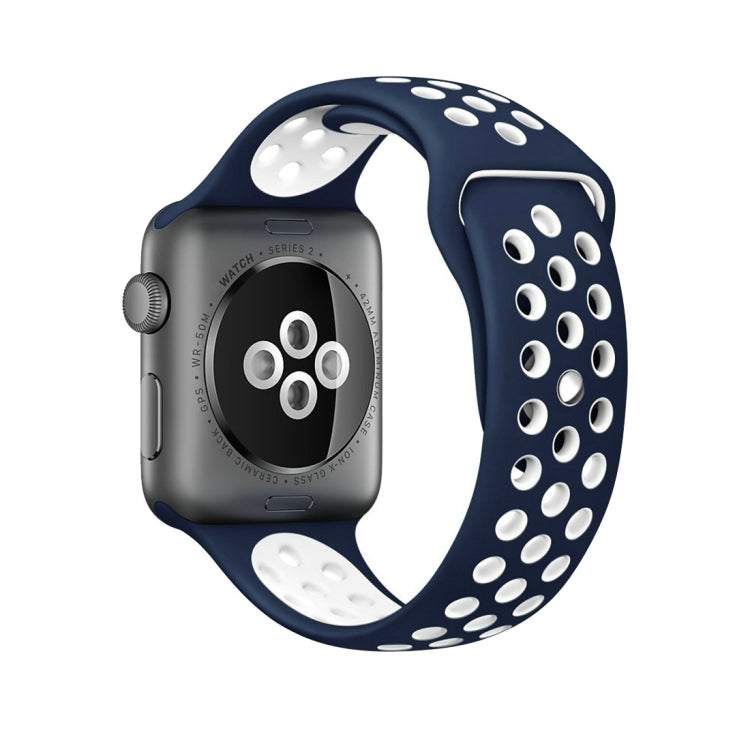 Pour Apple Watch Series 10 42mm / 9&8&7 41mm / SE 3&SE 2&6&SE&5&4 40mm / 3&2&1 38mm Bracelet Sport Classique en Silicone Tendance (Gris Blanc), WA1230A, WA1230B, WA1230BG, WA1230BH, WA1230BL, WA1230BM, WA1230BR, WA1230BY, WA1230C, WA1230D, WA1230DW    ...