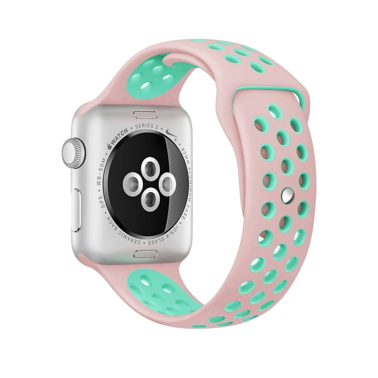 Pour Apple Watch Series 10 42mm / 9&8&7 41mm / SE 3&SE 2&6&SE&5&4 40mm / 3&2&1 38mm Bracelet Sport Classique en Silicone Tendance (Gris Blanc), WA1230A, WA1230B, WA1230BG, WA1230BH, WA1230BL, WA1230BM, WA1230BR, WA1230BY, WA1230C, WA1230D, WA1230DW    ...