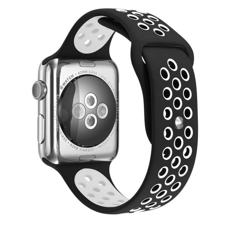 Pour Apple Watch Series 10 42mm / 9&8&7 41mm / SE 3&SE 2&6&SE&5&4 40mm / 3&2&1 38mm Bracelet Sport Classique en Silicone Tendance (Gris Blanc), WA1230A, WA1230B, WA1230BG, WA1230BH, WA1230BL, WA1230BM, WA1230BR, WA1230BY, WA1230C, WA1230D, WA1230DW    ...