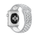Pour Apple Watch Series 10 42mm / 9&8&7 41mm / SE 3&SE 2&6&SE&5&4 40mm / 3&2&1 38mm Bracelet Sport Classique en Silicone Tendance (Gris Blanc), WA1230A, WA1230B, WA1230BG, WA1230BH, WA1230BL, WA1230BM, WA1230BR, WA1230BY, WA1230C, WA1230D, WA1230DW    ...