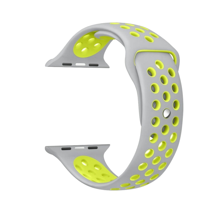 Pour Apple Watch Series 10 42mm / 9&8&7 41mm / SE 3&SE 2&6&SE&5&4 40mm / 3&2&1 38mm Bracelet Sport Classique en Silicone Tendance (Gris Blanc), WA1230A, WA1230B, WA1230BG, WA1230BH, WA1230BL, WA1230BM, WA1230BR, WA1230BY, WA1230C, WA1230D, WA1230DW    ...