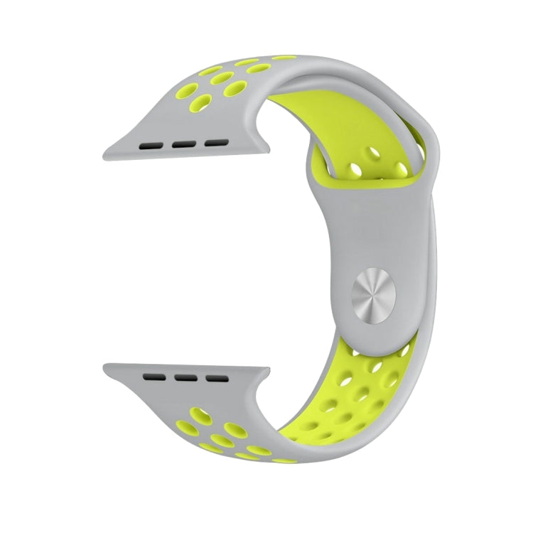 Pour Apple Watch Series 10 42mm / 9&8&7 41mm / SE 3&SE 2&6&SE&5&4 40mm / 3&2&1 38mm Bracelet Sport Classique en Silicone Tendance (Gris Blanc), WA1230A, WA1230B, WA1230BG, WA1230BH, WA1230BL, WA1230BM, WA1230BR, WA1230BY, WA1230C, WA1230D, WA1230DW    ...