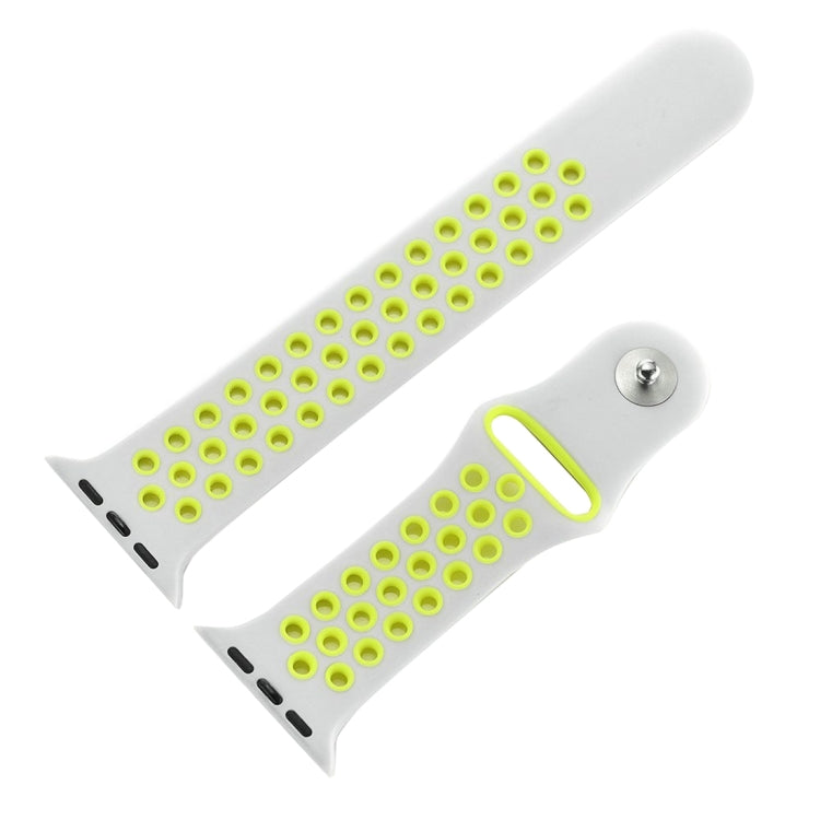 Pour Apple Watch Series 10 42mm / 9&8&7 41mm / SE 3&SE 2&6&SE&5&4 40mm / 3&2&1 38mm Bracelet Sport Classique en Silicone Tendance (Gris Blanc), WA1230A, WA1230B, WA1230BG, WA1230BH, WA1230BL, WA1230BM, WA1230BR, WA1230BY, WA1230C, WA1230D, WA1230DW    ...