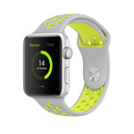 Pour Apple Watch Series 10 42mm / 9&8&7 41mm / SE 3&SE 2&6&SE&5&4 40mm / 3&2&1 38mm Bracelet Sport Classique en Silicone Tendance (Gris Blanc), WA1230A, WA1230B, WA1230BG, WA1230BH, WA1230BL, WA1230BM, WA1230BR, WA1230BY, WA1230C, WA1230D, WA1230DW    ...