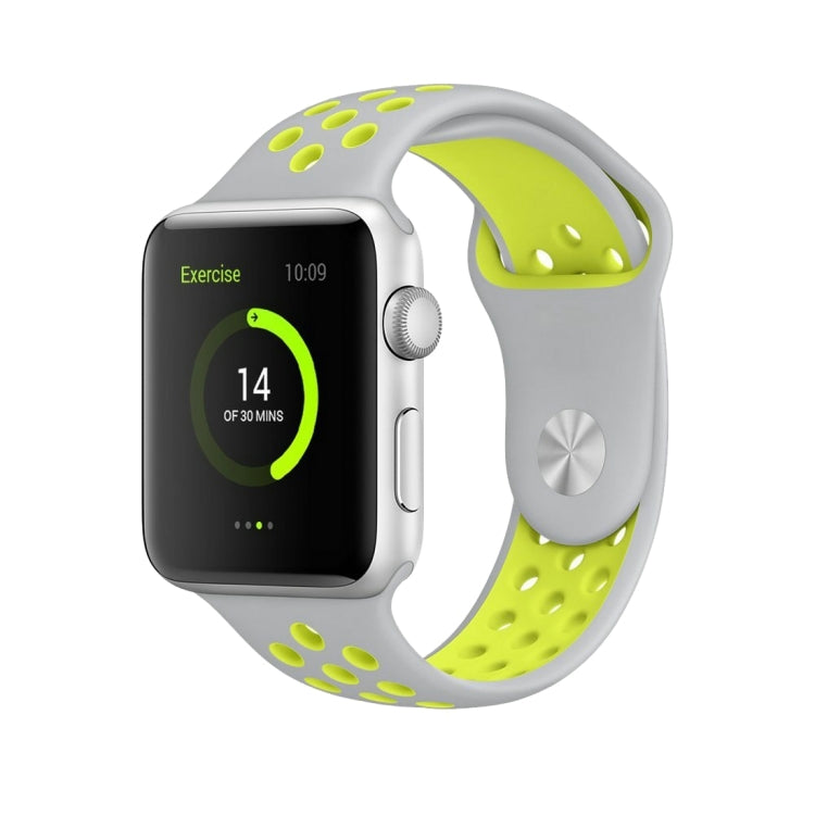 Pour Apple Watch Series 10 42mm / 9&8&7 41mm / SE 3&SE 2&6&SE&5&4 40mm / 3&2&1 38mm Bracelet Sport Classique en Silicone Tendance (Gris Blanc), WA1230A, WA1230B, WA1230BG, WA1230BH, WA1230BL, WA1230BM, WA1230BR, WA1230BY, WA1230C, WA1230D, WA1230DW    ...
