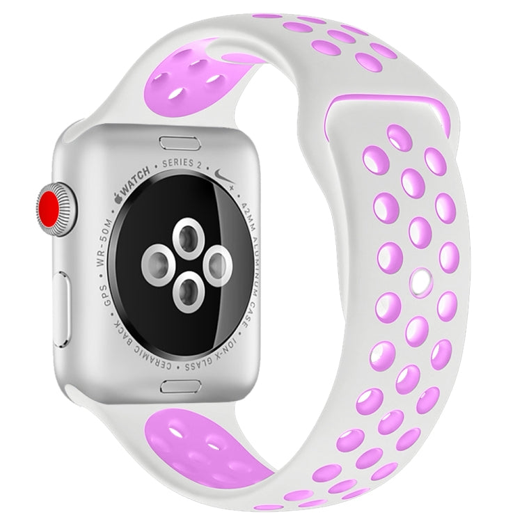 Pour Apple Watch Series 10 42mm / 9&8&7 41mm / SE 3&SE 2&6&SE&5&4 40mm / 3&2&1 38mm Bracelet Sport Classique en Silicone Tendance (Gris Blanc), WA1230A, WA1230B, WA1230BG, WA1230BH, WA1230BL, WA1230BM, WA1230BR, WA1230BY, WA1230C, WA1230D, WA1230DW    ...