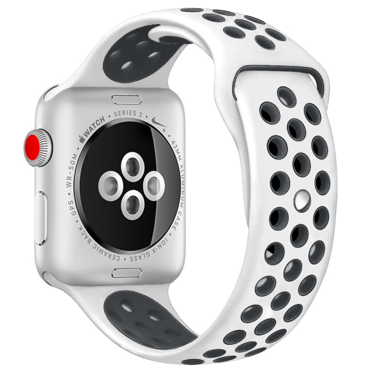 Pour Apple Watch Series 10 42mm / 9&8&7 41mm / SE 3&SE 2&6&SE&5&4 40mm / 3&2&1 38mm Bracelet Sport Classique en Silicone Tendance (Gris Blanc), WA1230A, WA1230B, WA1230BG, WA1230BH, WA1230BL, WA1230BM, WA1230BR, WA1230BY, WA1230C, WA1230D, WA1230DW    ...