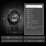 SKMEI 1370 Montre-bracelet numérique multifonctionnelle étanche en acier inoxydable noctiluque pour homme sport extérieur, SKMEI 1370