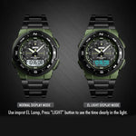 SKMEI 1370 Montre-bracelet numérique multifonctionnelle étanche en acier inoxydable noctiluque pour homme sport extérieur, SKMEI 1370
