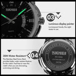 SKMEI 9069 Montre-bracelet quartz multifonctionnelle extérieure à la mode, étanche, boîtier argenté