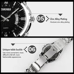 SKMEI 9069 Montre-bracelet quartz multifonctionnelle extérieure à la mode, étanche, boîtier argenté