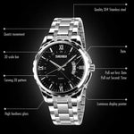 SKMEI 9069 Montre-bracelet quartz multifonctionnelle extérieure à la mode, étanche, boîtier argenté