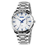 SKMEI 9069 Montre-bracelet quartz multifonctionnelle extérieure à la mode, étanche, boîtier argenté