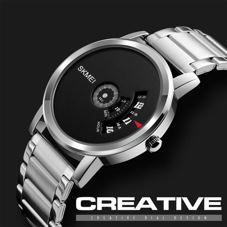 SKMEI 1260 Montre-bracelet quartz créative à la mode, étanche 30m, avec bracelet en acier inoxydable