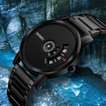 SKMEI 1260 Montre-bracelet quartz créative à la mode, étanche 30m, avec bracelet en acier inoxydable