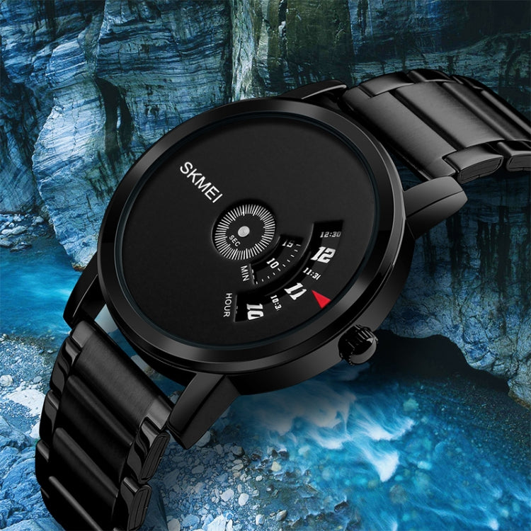 SKMEI 1260 Montre-bracelet quartz créative à la mode, étanche 30m, avec bracelet en acier inoxydable
