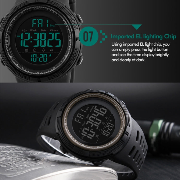 SKMEI 1251 Montre sportive numérique étanche 50m pour homme à la mode avec bracelet PU