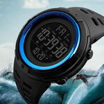 SKMEI 1251 Montre sportive numérique étanche 50m pour homme à la mode avec bracelet PU