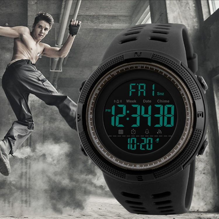 SKMEI 1251 Montre sportive numérique étanche 50m pour homme à la mode avec bracelet PU