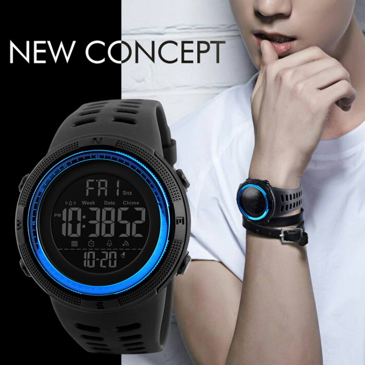 SKMEI 1251 Montre sportive numérique étanche 50m pour homme à la mode avec bracelet PU