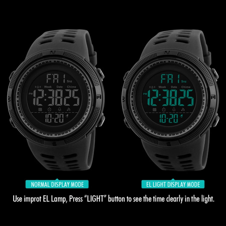 SKMEI 1251 Montre sportive numérique étanche 50m pour homme à la mode avec bracelet PU