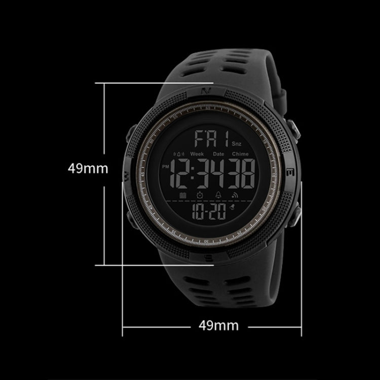 SKMEI 1251 Montre sportive numérique étanche 50m pour homme à la mode avec bracelet PU