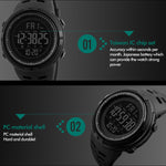SKMEI 1251 Montre sportive numérique étanche 50m pour homme à la mode avec bracelet PU