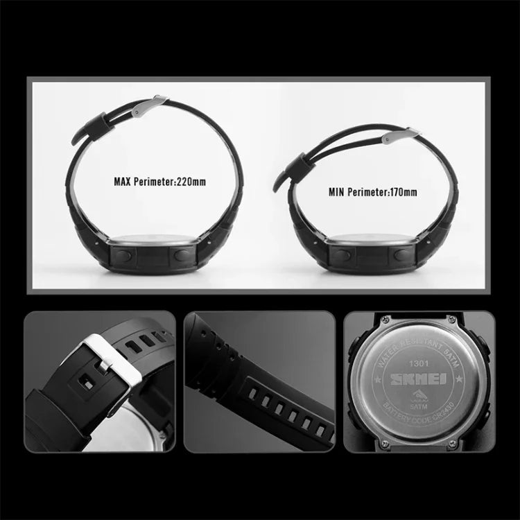 SKMEI 1301 Montre intelligente sportive Bluetooth multifonction étanche 50m, compatible avec Android & iOS